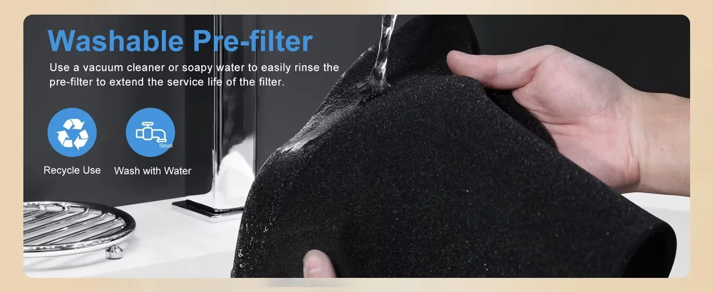 Pet Air Purifier with True HEPA Washable Pre Filter UV Sterilization for Home