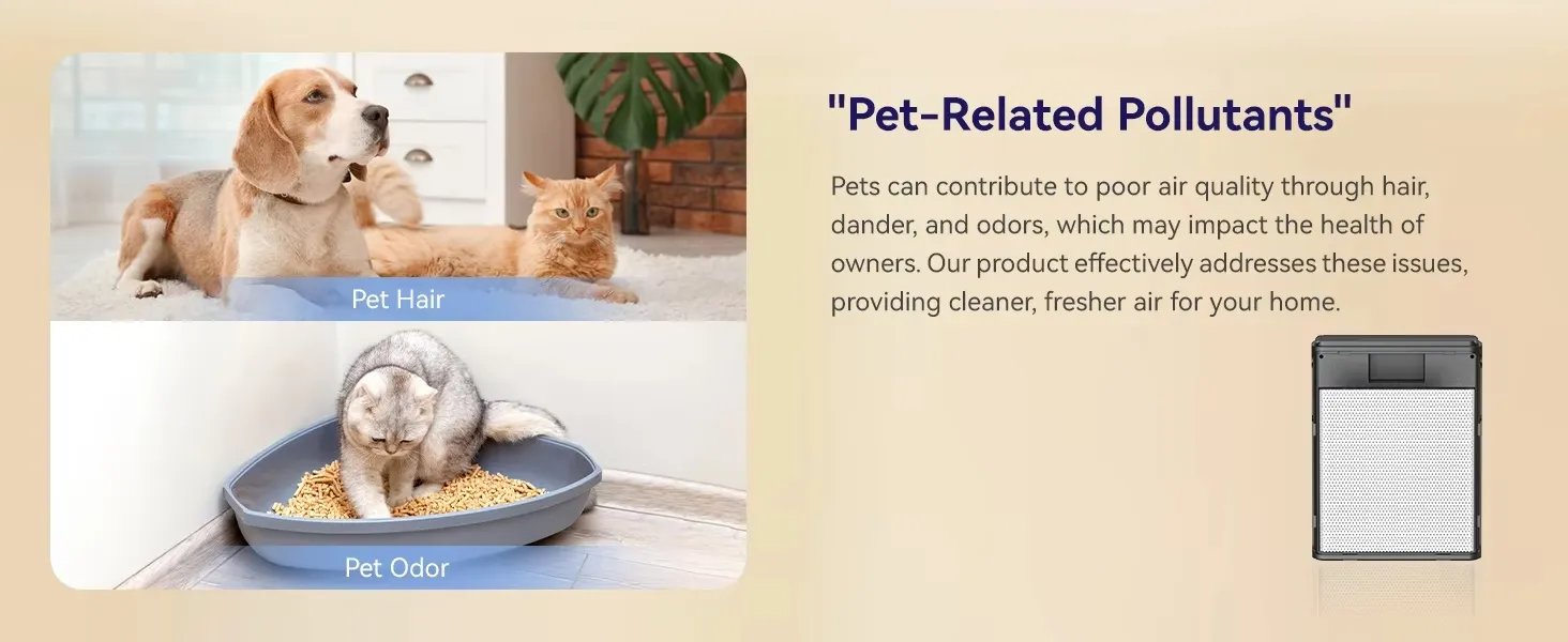 Pet Air Purifier with True HEPA Washable Pre Filter UV Sterilization for Home