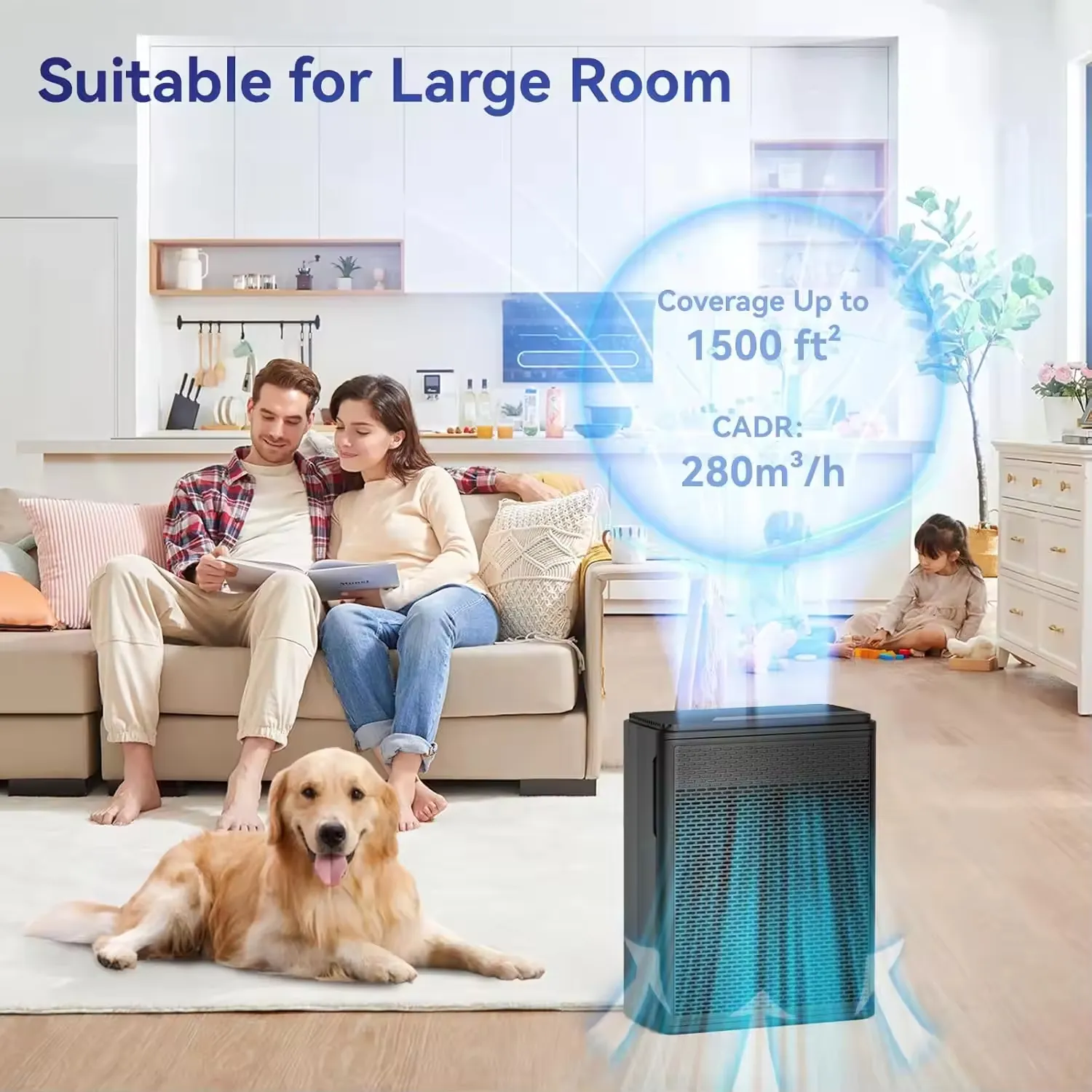 Pet Air Purifier with True HEPA Washable Pre Filter UV Sterilization for Home