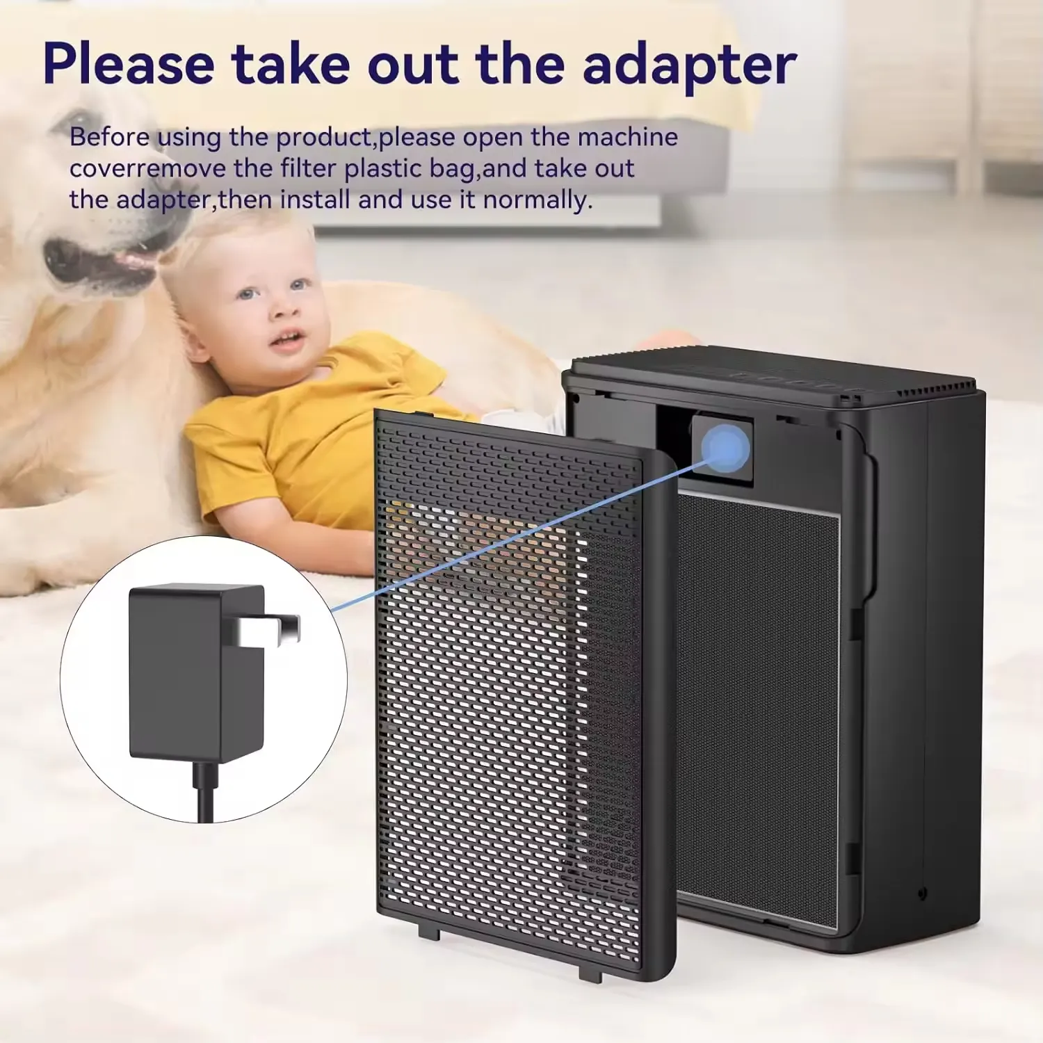 Pet Air Purifier with True HEPA Washable Pre Filter UV Sterilization for Home