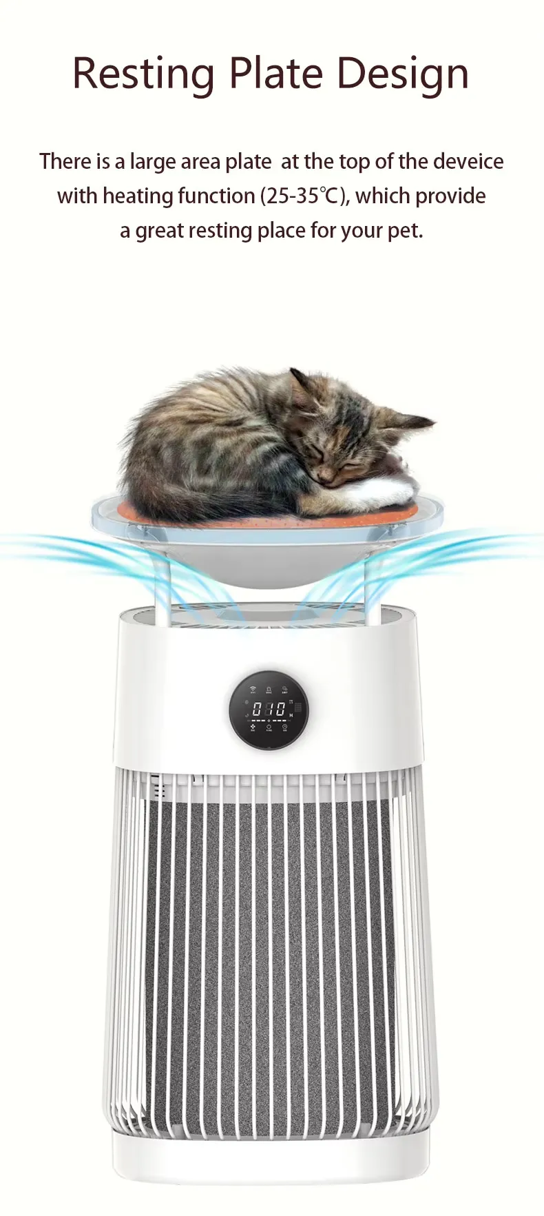 Pet Air Purifier with Washable Filter and Pet Resting Pad Bedroom Purification