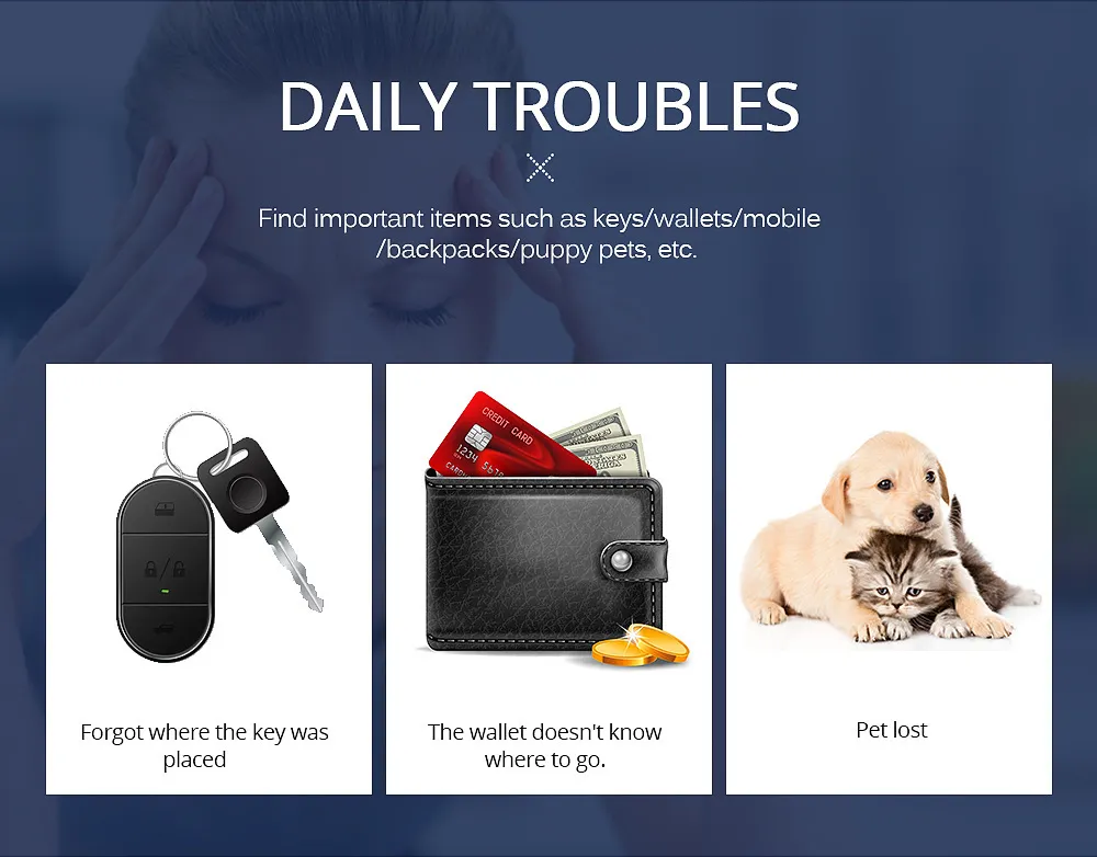 Water Drop Bluetooth Pet Tracker Anti Lost Device Safe Distance Alert Long Battery Life For Dogs Cats Keys Bags
