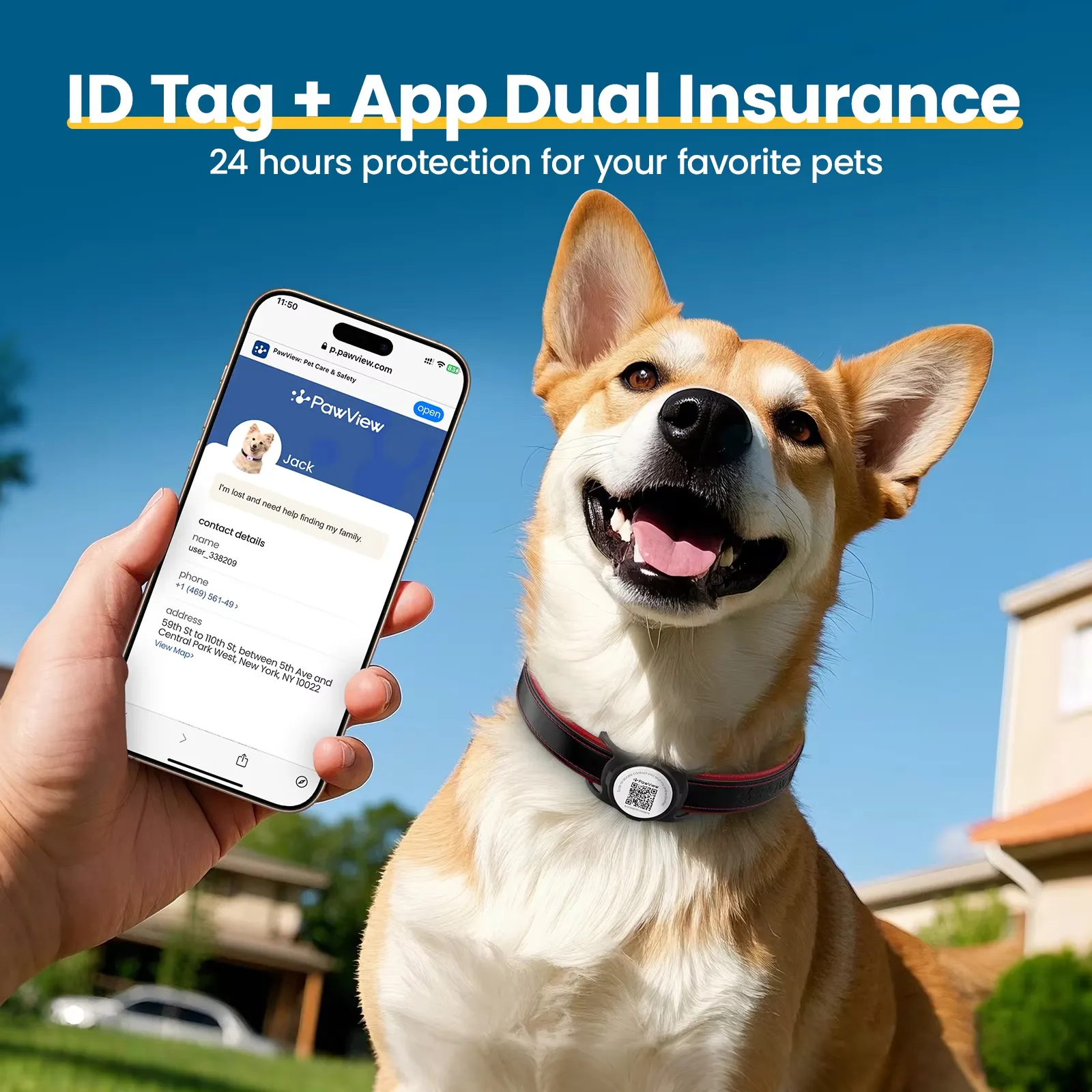 Adjustable Leather Dog Collar with QR Code ID Tag Pet Anti-Lost Tracking belt Collar Supports Personalized Customization
