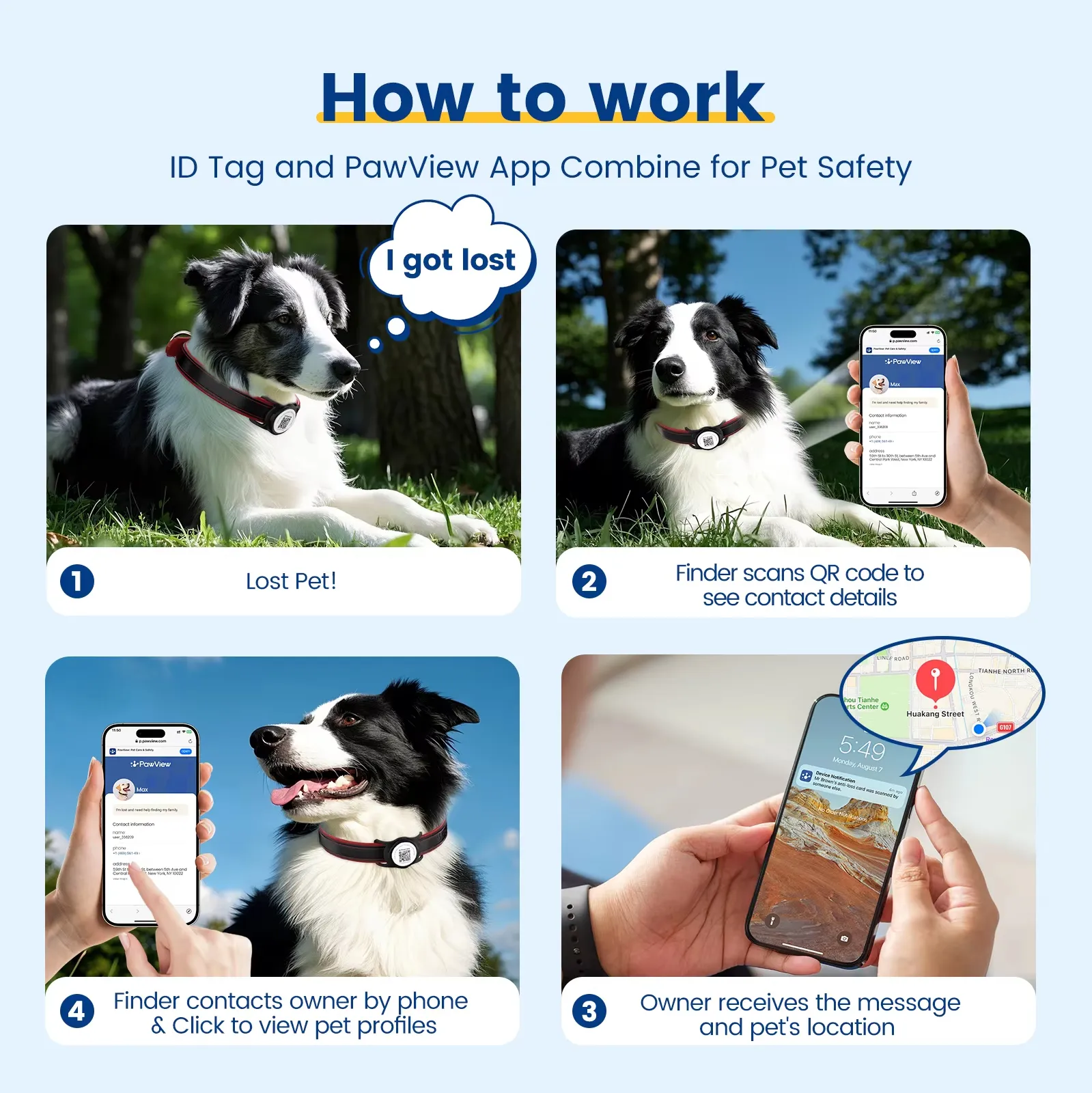 Adjustable Leather Dog Collar with QR Code ID Tag Pet Anti-Lost Tracking belt Collar Supports Personalized Customization