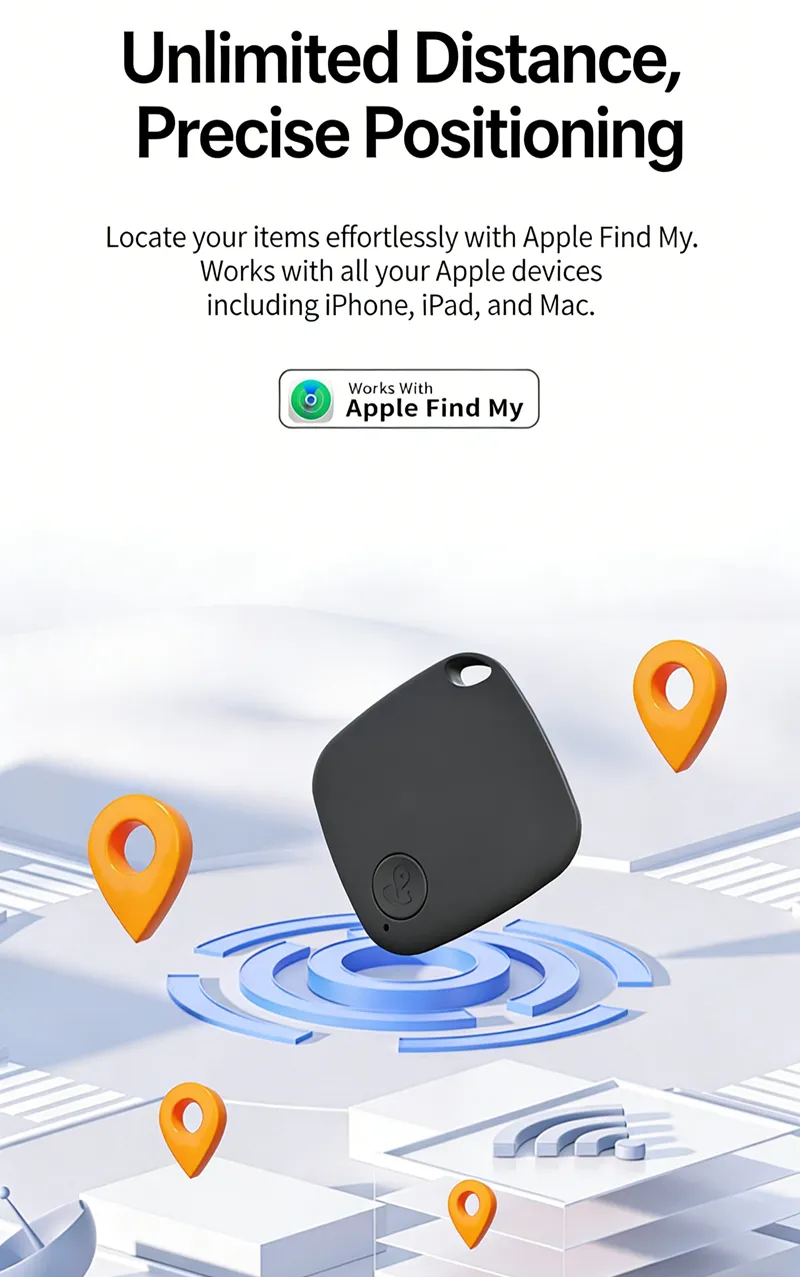Unlimited Range Pet Tracker Airtag Alternative GPS Tracker for Pets Elderly Kids Anti Lost Device Compatible with iOS
